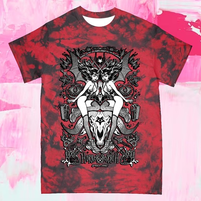 Manda Amsbt Merch Horror T-Shirt Red Tie Dye - Teecandal
