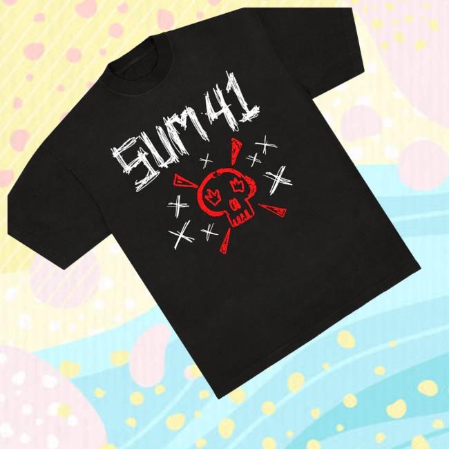 Official Sum41 Merch Shop Store Sketch Logo Skull Black Hoodie - Teecandal