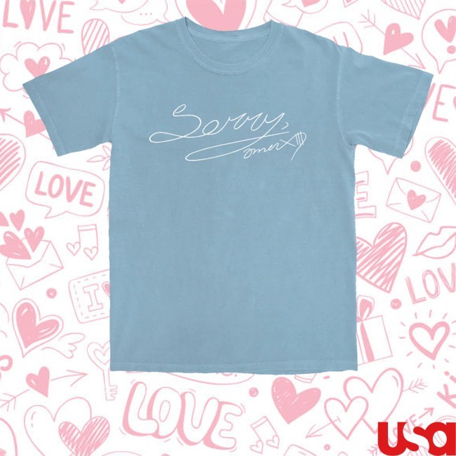 Omenxiii - Sorry Script Light Blue Hooded Sweatshirt Sumerian Records Merch Store - Teecandal