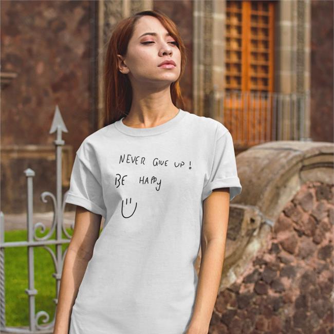 Checo's Never Give Up Be Happy Tee