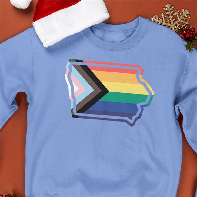 Funny Iowa Outline Progress Pride Flag Shirt