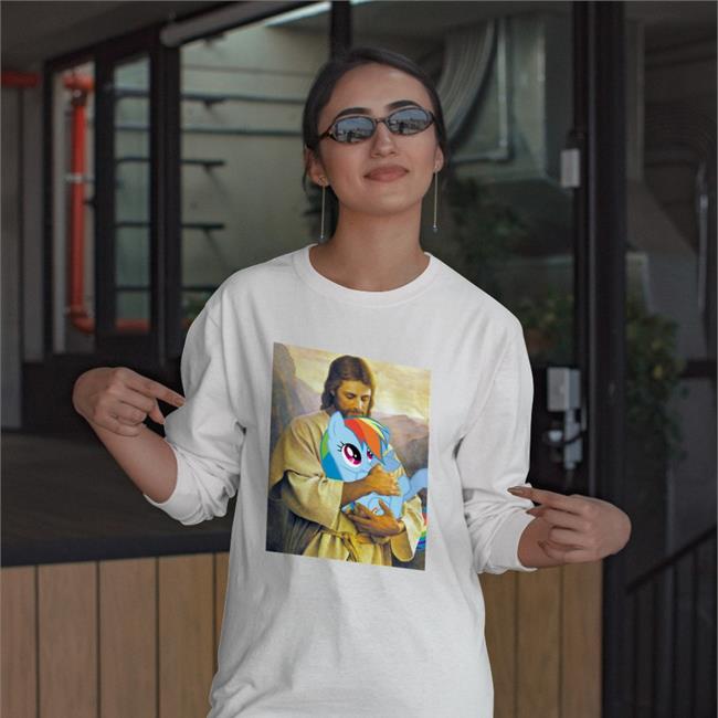 Jesus Holding Rainbow Dash Funny T Shirt Jesus Holding Rainbow Dash Shirt