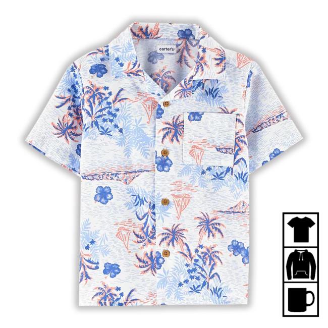Kohls Merch Toddler Boy Carter's Tropical Hawaiian Button Down Hooded Sweatshirt