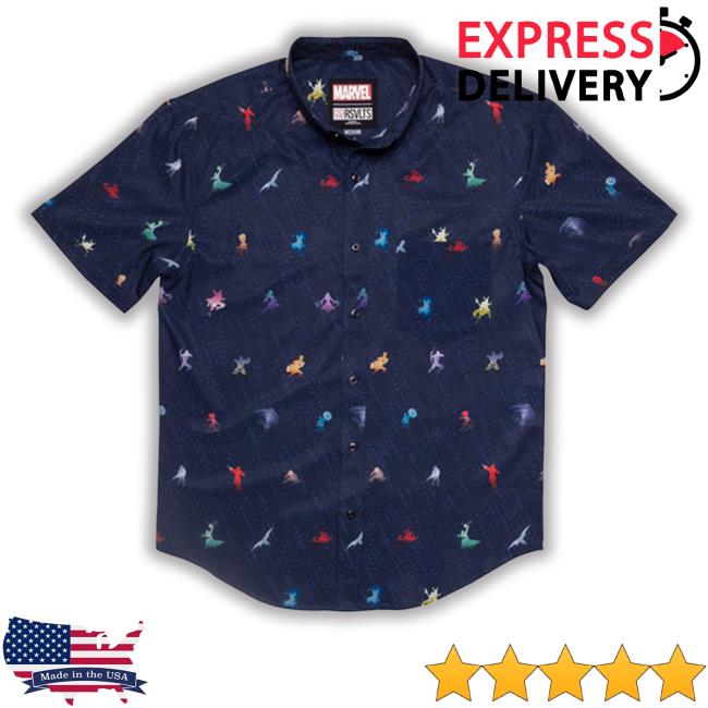 Marvel Little Things Avengers Short Sleeve Button Up New Shirt