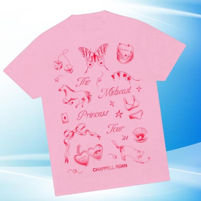 Chappell Roan Merch Store Midwest Princess 2024 Tour Tee (Pink) Hooded Sweatshirt