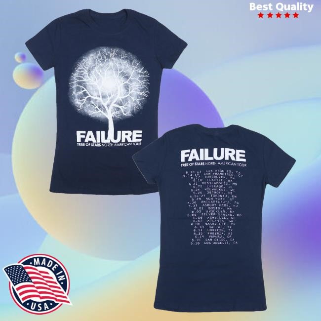 Official Hello Merch Failure North America Tour Tree Of Stars Women's Navy Tee