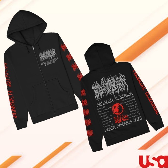 Blood Incantation Merch Absolute Elsetour Summer 2025 Zip Hoodie Black
