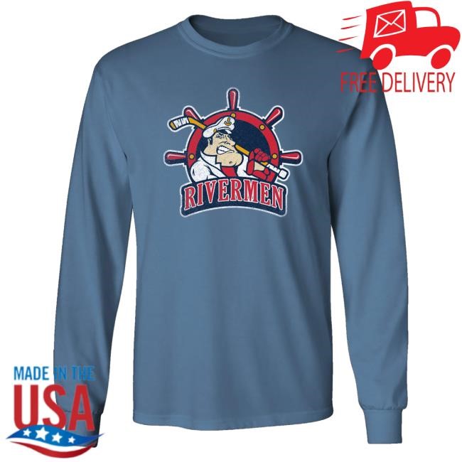 Rivermen Team Store Washed Logo - Adult Long Sleeve T-Shirt (Indigo Blue) Funny Shirt