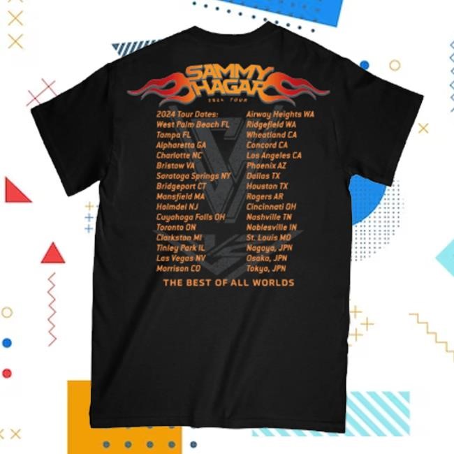 Redrocker Merch Shop Sammy Hagar 2024 The Best Of All Worlds Band Tour Hooded Sweatshirt