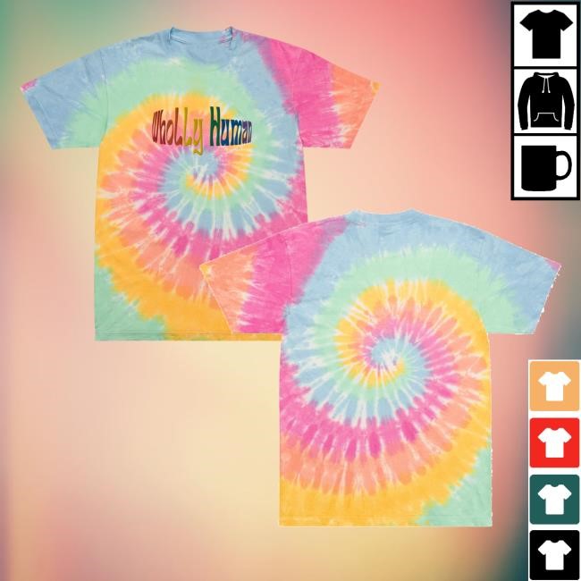 Embroidered Rainbow Wholly Human Oversized Tie-Dye Unisex Sweatshirt