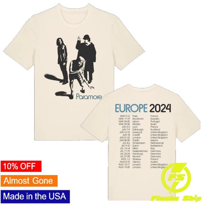 Paramore Merch Store Paramore Europe Tour 2024 Youth T Shirt