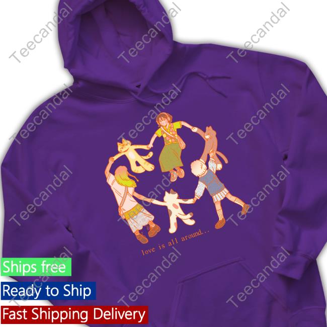 Love Is All Around Hooded Sweatshirt Cozybao Risograph Love Is All Around Long Sleeved T-Shirt