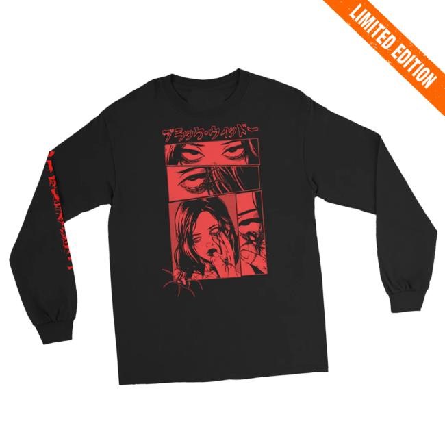Trending Zombie Makeout Club Merch Store Black Widow Long Sleeve Hooded Sweatshirt