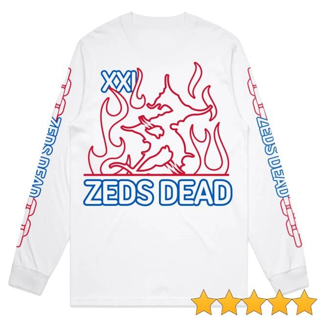 Official Zeds Dead Merch Xxi White Hooded Sweatshirt