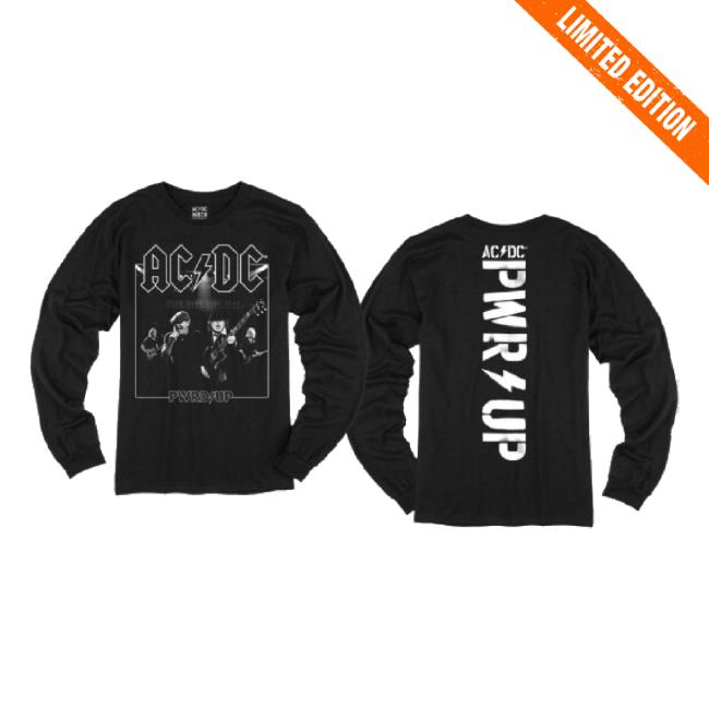 Original Acdc Store Merch Pwrd Up B&W Tee Acdc Shop