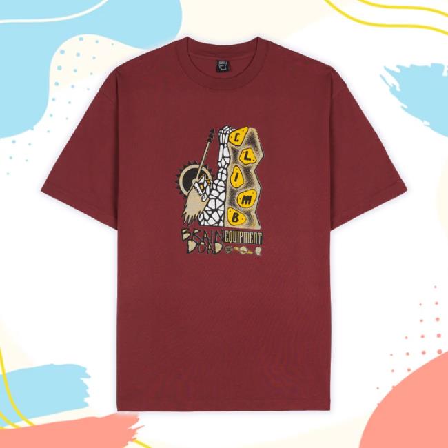 Official Weare Brain Dead Merch Store Biomechanic Bouldering New Shirt- Maroon Wearebraindead Shop