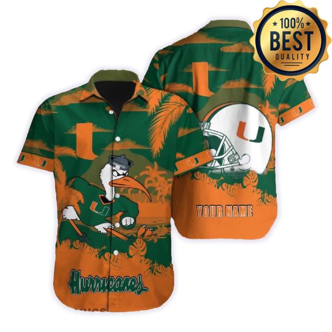 Trending Miami Hurricanes Ncaa Hula Custom Name Hawaiian T-Shirt Beach For Men Women Gift For Fans