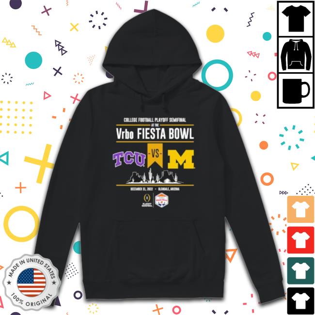 Tcu Vs Michigan 2022 College Football Playoff Fiesta Bowl Head To Head Black Hooded Sweatshirt