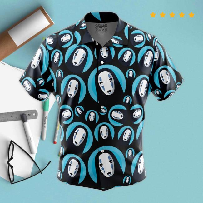 Official No Face Spirited Away Button Up Hawaiian Tee Shirt