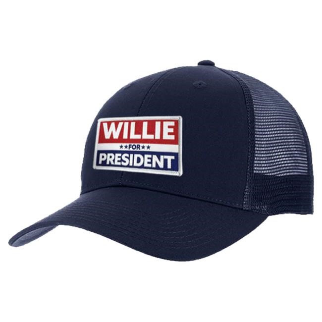 Willie Nelson Merch 2024 Willie For President Patch Trucker cap