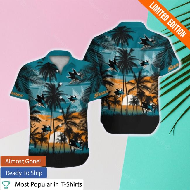 Trending San Jose Sharks Short Sleeve Button Up Tropical Hawaiian Shirts