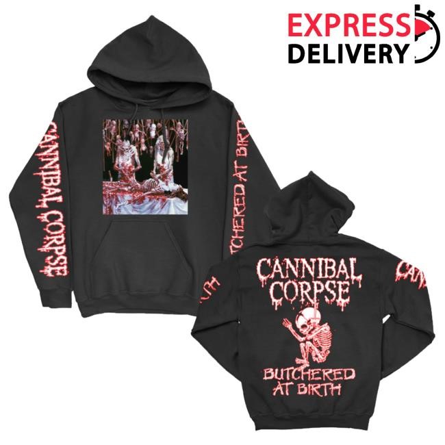 Cannibal Corpse Merch Butchered At Birth Poster Pullover Hoodie (Black) Shirt
