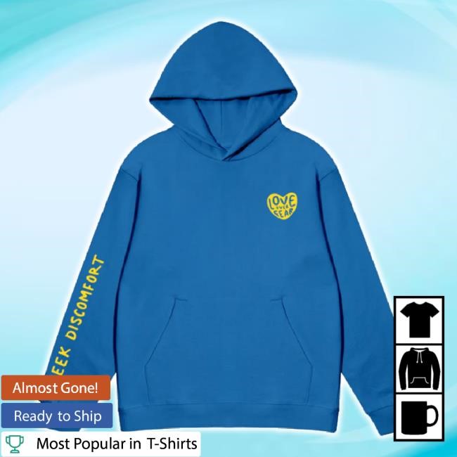 Original Blue Love Over Fear Hoodie Sweatshirt Seek Discomfort Shop Merch Store