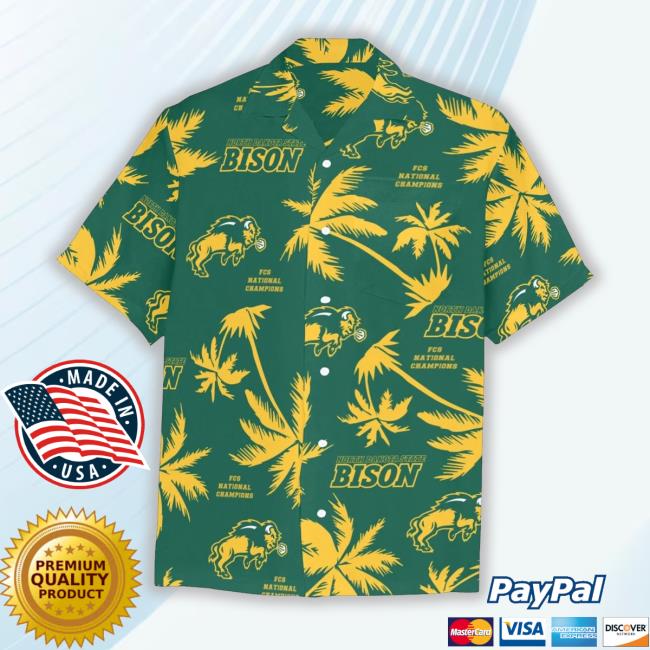 Ammopisspotiyaayasgear Merch North Dakota State Bison Green Hawaiian With Front Left Pocket T Shirts