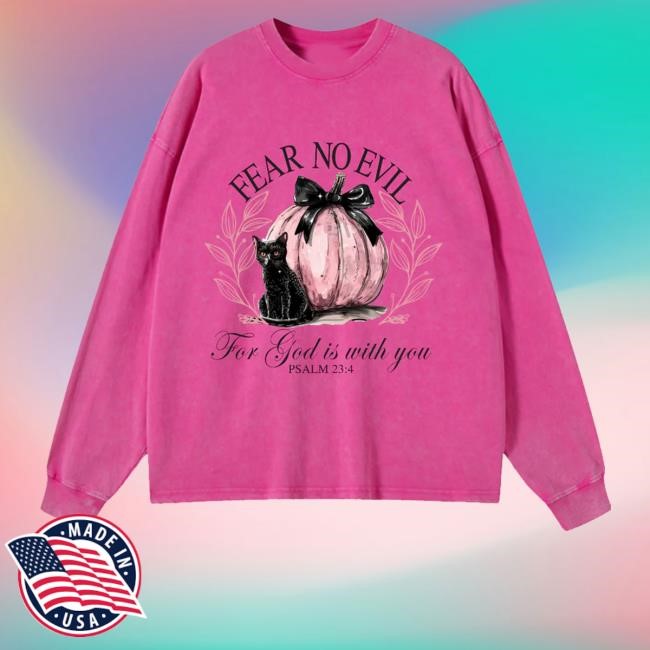 Soultt Merch Fear No Evil Washed Christian Long Sleeve Shirt