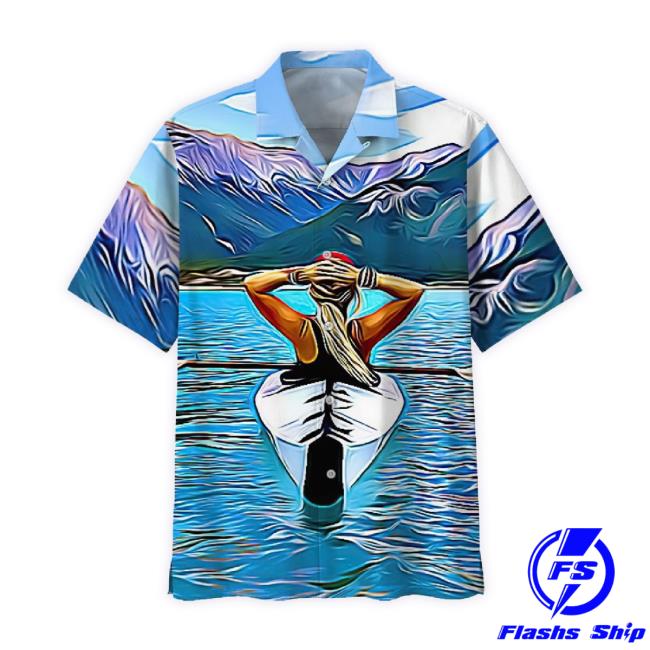Official Kayak Girl Aloha Hawaiian Unisex Sweatshirt Colorful Short Sleeve Summer Beach Casual Shirt For Men And Women