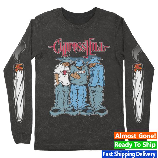 Official Cypress Hill Merch Cypress Hill Blunted Long Sleeve Tee in Mineral Wash Black CypressHill