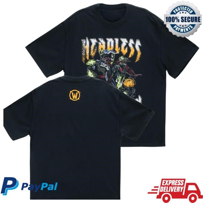 Blizzard Merch World Of Warcraft Headless Horseman Glow-In-The-Dark Black Shirts