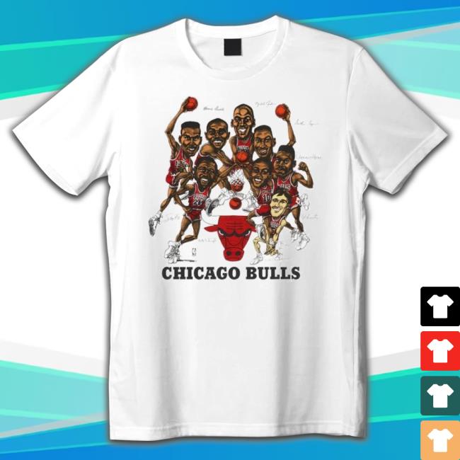 Trending Chicago Bulls Basketball Team Caricature Signatures Vintage Sweater