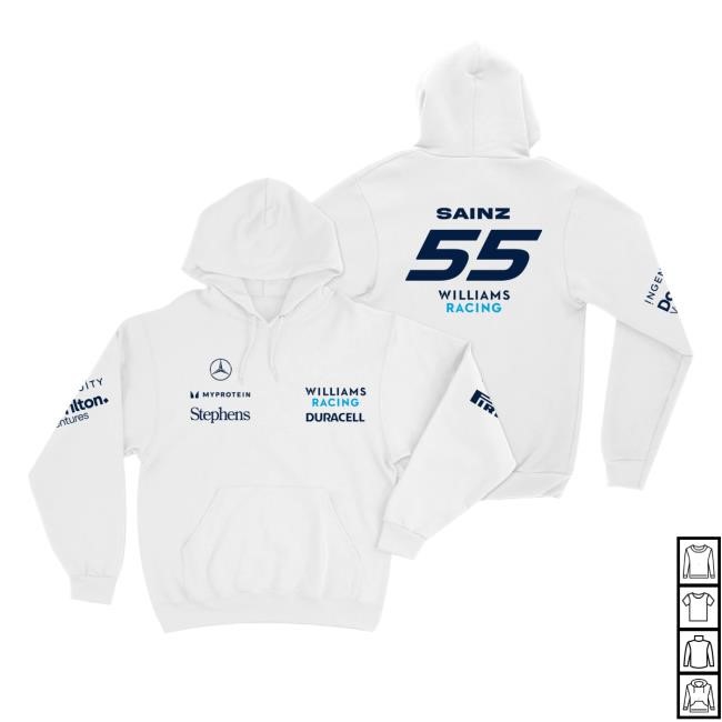 Autofãs Store Moletom Kanguru Williams Branco Carlos Sainz Classic Shirt