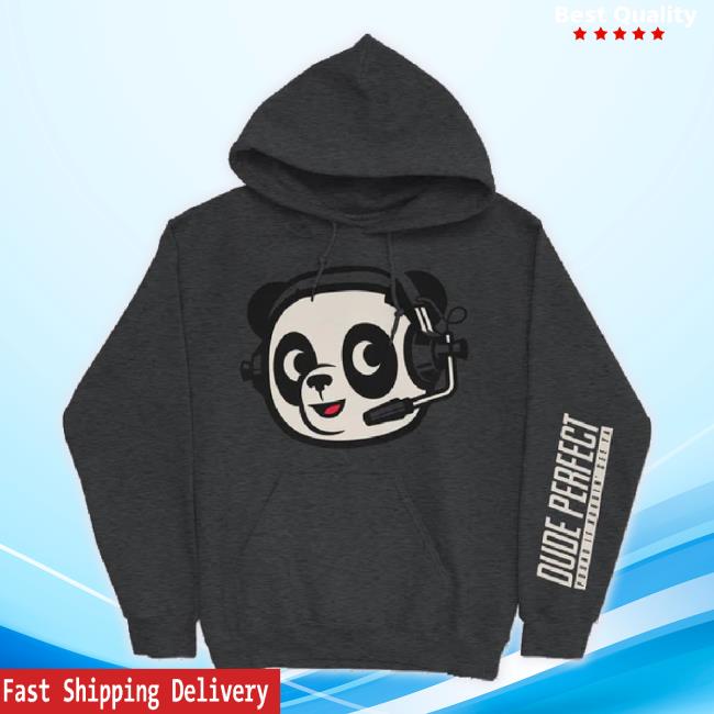Official Dude Perfect Merch Store John Panda Headset Unisex Sweatshirt (Charcoal) Dudeperfect Store
