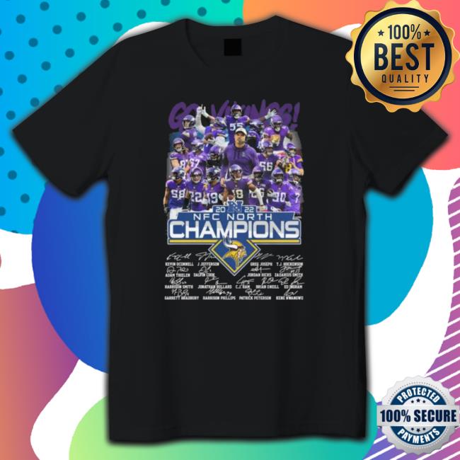 Official Go Vikings Team Football 2022 Nfc North Champions Signatures Hoodie