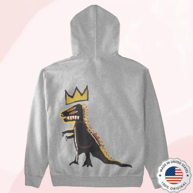 Official The Brant Foundation x Rome Pays Off Jean-Michel Basquiat Pez Dinosaur Hood Gray BrantFoundation