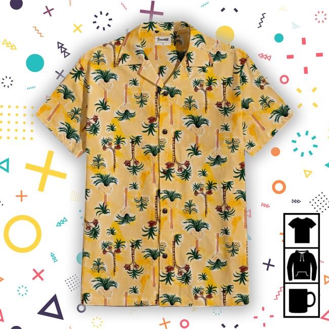 Boozelele Hawaiian Palm Trees Cuban Collar Tee Shirt