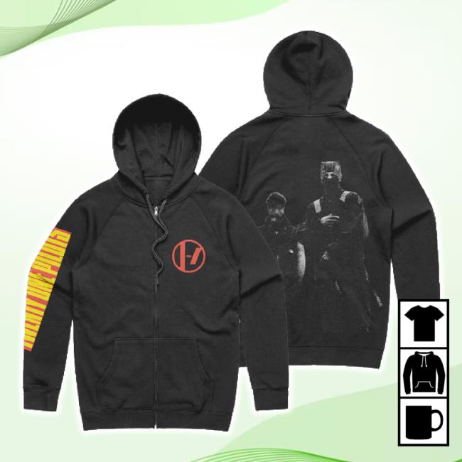 Official Clancy Blocksleeve Zip-Up Tee Shirt Twenty One Pilots Shop