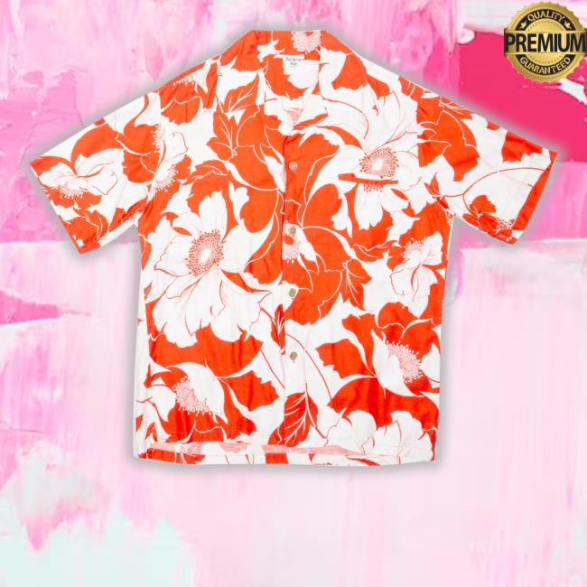 Go Thrift Honolulu Mens Hawaiian Red Floral Shirt