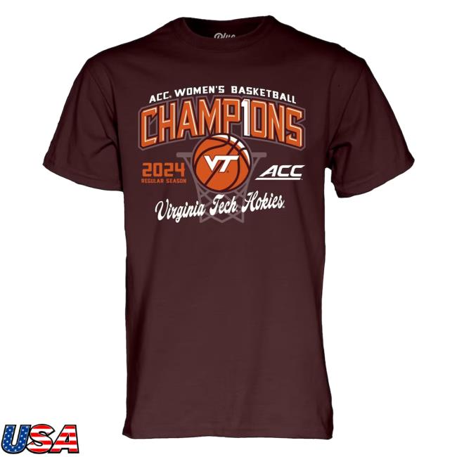 Virginia Tech Hokies Blue 84 Unisex 2024 Acc Women's Basketball Regular Season Champions Funny T Shirt