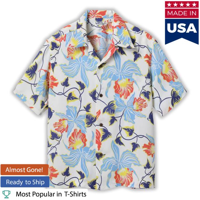 Sun Surf Rayon Hawaiian Cattleya Orchid Classic Shirt