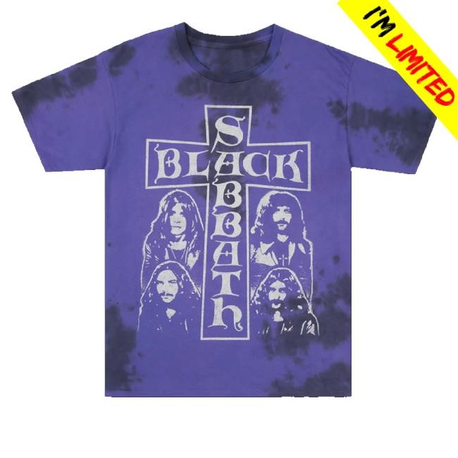 Official Black Sabbath Store Purple Tie Dye Cross New Shirt