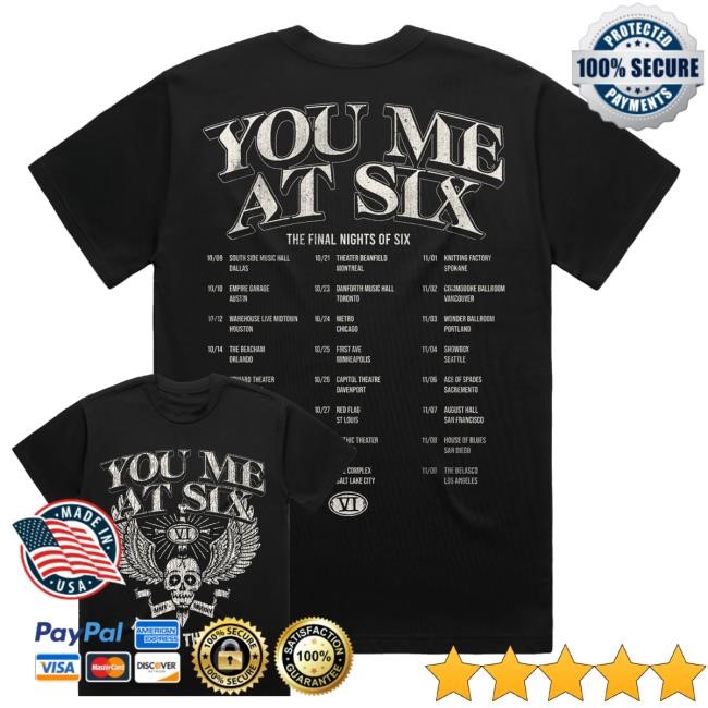 You Me At Six Merch Shop Store Official Flying Skull Tour Shirt