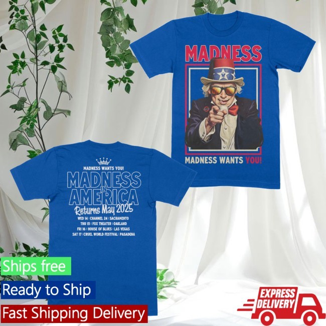 Trending Madness Merch Usa 2025 Tour Hoodie Royal Blue