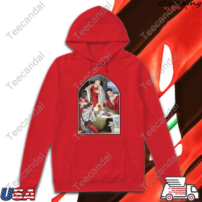 Arsenal Nativity Christmas Jumper | Kids Jesus And Saka Gunners Christmas Jumper T Shirt
