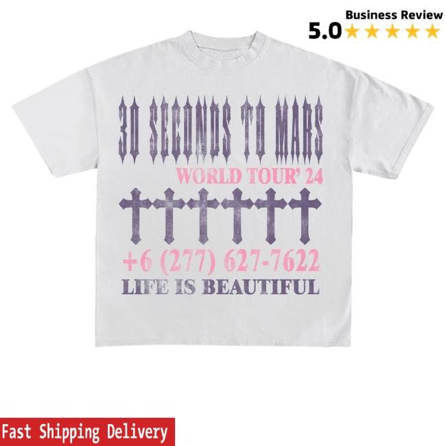 Official Thirty Seconds To Mars Merch Life Is Beautiful Holy Ghost Long Sleeve T Shirt