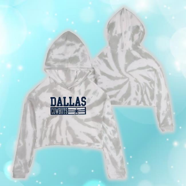 Official Nfl Dallas Cowboys Girls' Gray Tie Dye Cropped Hoodie Sweatshirt