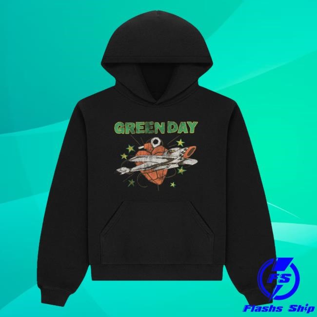Green Day Official Store Merch Shop Airplane Heart Grenade Tour Short Sleeve Tee