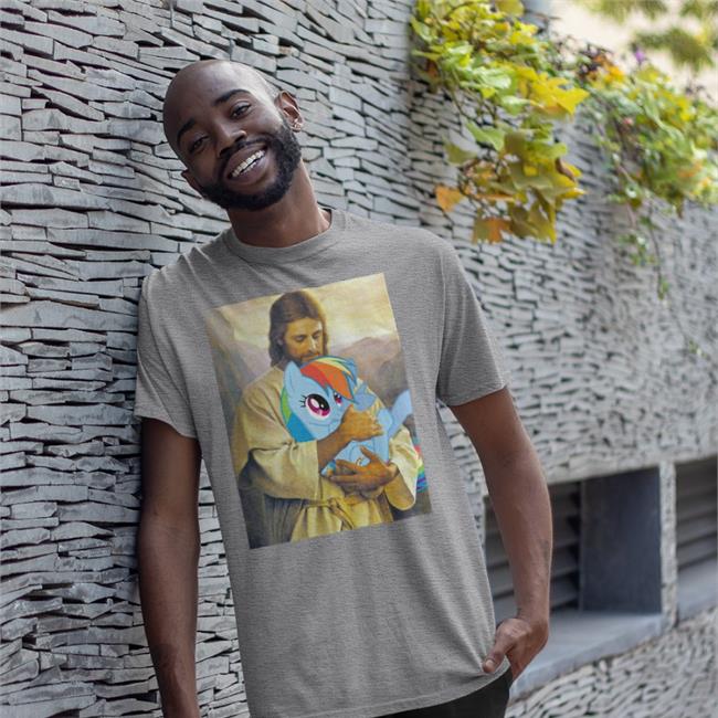 Jesus Holding Rainbow Dash Funny T Shirt Jesus Holding Rainbow Dash T Shirt